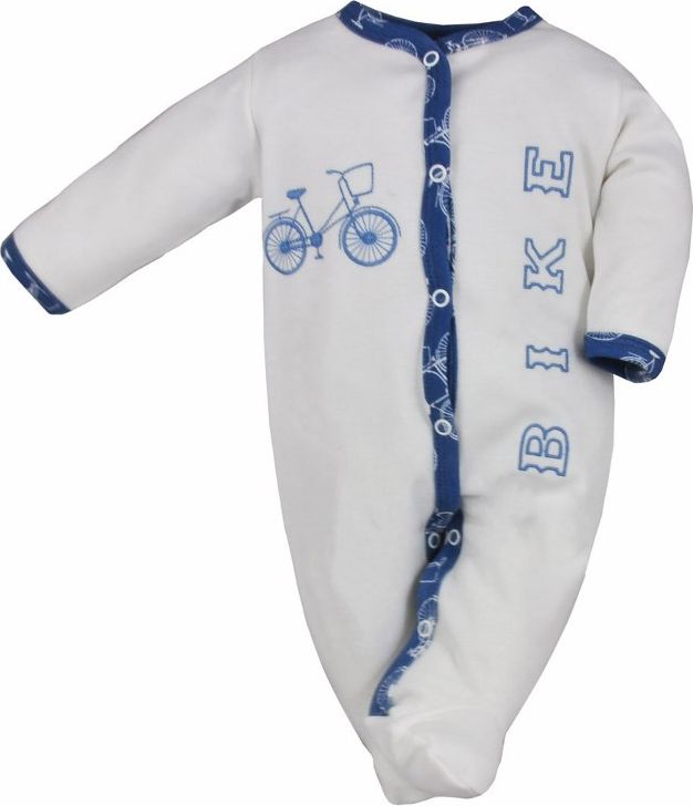 Kojenecký bavlněný overal Koala BIKE bílo-modrý Bílá 80 (9-12m) - obrázek 1