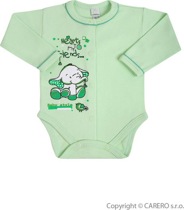 Zelené kojenecké body s dlouhým rukávem vel. 56 Bobas Fashion Benjamin - obrázek 1