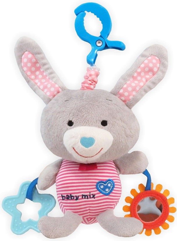Dětská plyšová hračka Baby Mix Králíček šedý - obrázek 1