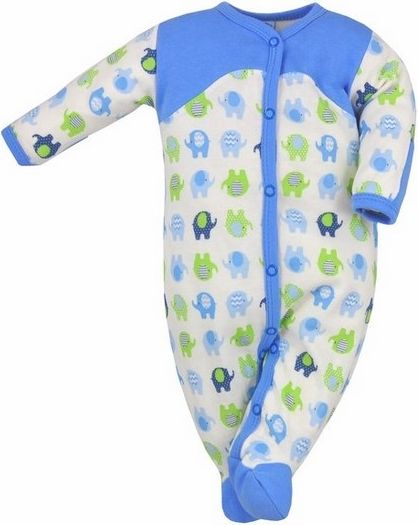 Kojenecký overal Bobas Fashion Dominik modrý se slony Modrá 80 (9-12m) - obrázek 1
