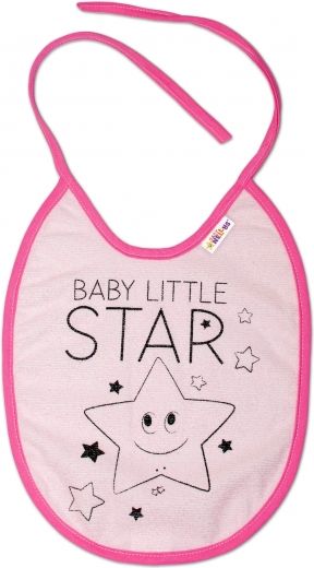 Baby Nellys Nepromokavý bryndáček Baby Nellys velký Baby Little Star, 24 x 23 cm - růžová - obrázek 1