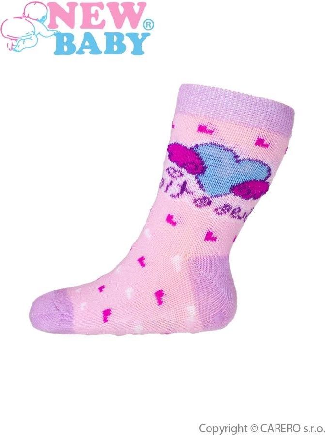 Kojenecké ponožky New Baby s ABS růžové se srdíčkem sweet Růžová 86 (12-18m) - obrázek 1