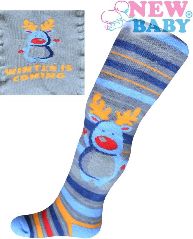 Froté punčocháčky New Baby šedé s modrým sobem Šedá 92 (18-24m) - obrázek 1