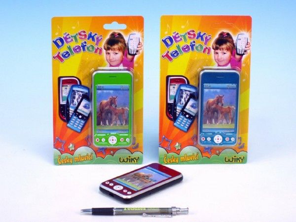Telefon - mobil plast česky mluvící 12cm na baterie asst 5 barev - obrázek 1