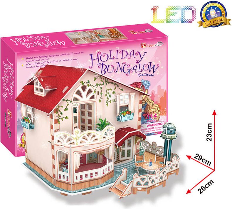 Puzzle 3D Chatka pro panenky / led - 114 dílků - obrázek 1