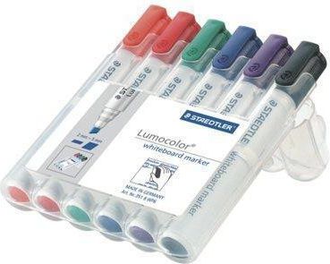 Popisovač na bílou tabuli 351 B WP6 "Lumocolor 351 B", sada, 6 barev, klínový hrot, STAEDTLER, set 6 ks - obrázek 1