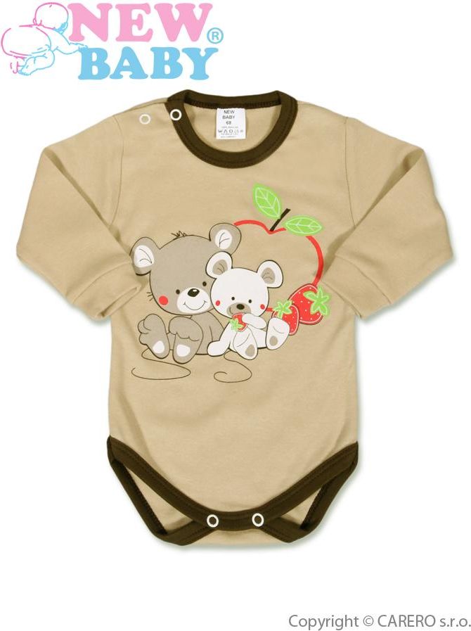 Hnědé dětské body s dlouhým rukávem vel. 86 New Baby Myšky s jahůdkou - obrázek 1