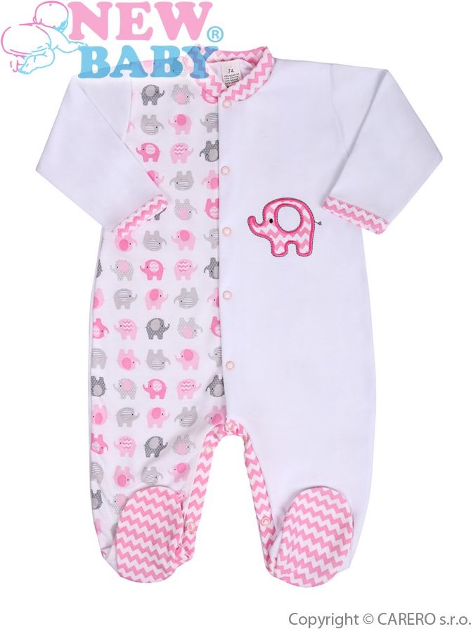 Kojenecký overal New Baby Sloník bílo-růžový Růžová 86 (12-18m) - obrázek 1