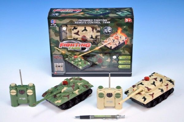 RC Tank 2ks 14x7x7cm na baterie se světlem se zvukem - obrázek 1
