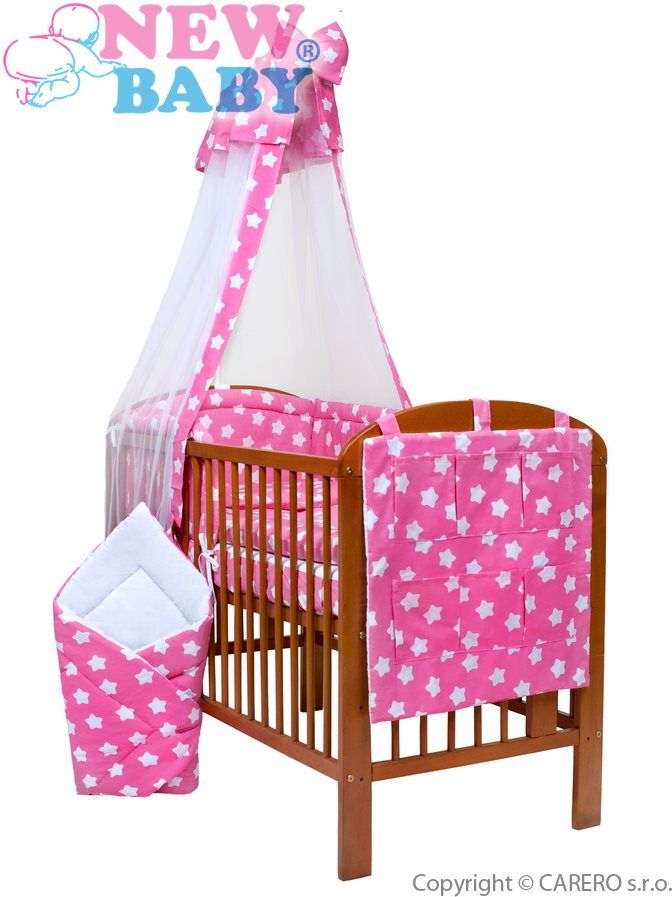 11-dílné ložní povlečení New Baby 90/120 cm + držák na nebesa hvězdičky růžové Růžová 90/120 cm - obrázek 1