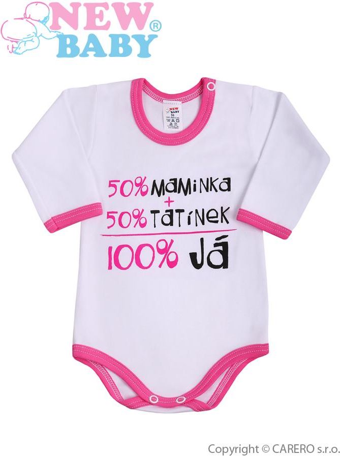 Body s dlouhým rukávem vel. 86 s českým nápisem New Baby růžové - obrázek 1