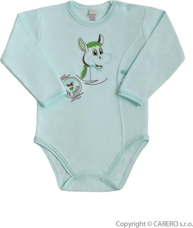 Zelené kojenecké body s dlouhým rukávem vel. 74 Bobas Fashion Oslík - obrázek 1