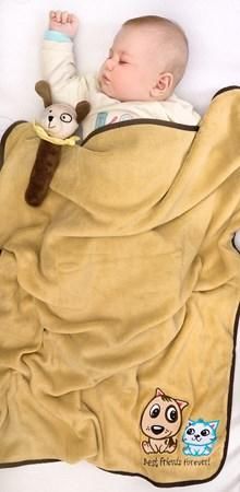 Dětská deka Sensillo Pejsek a Kočička 75x100 cm yellow Žlutá - obrázek 3