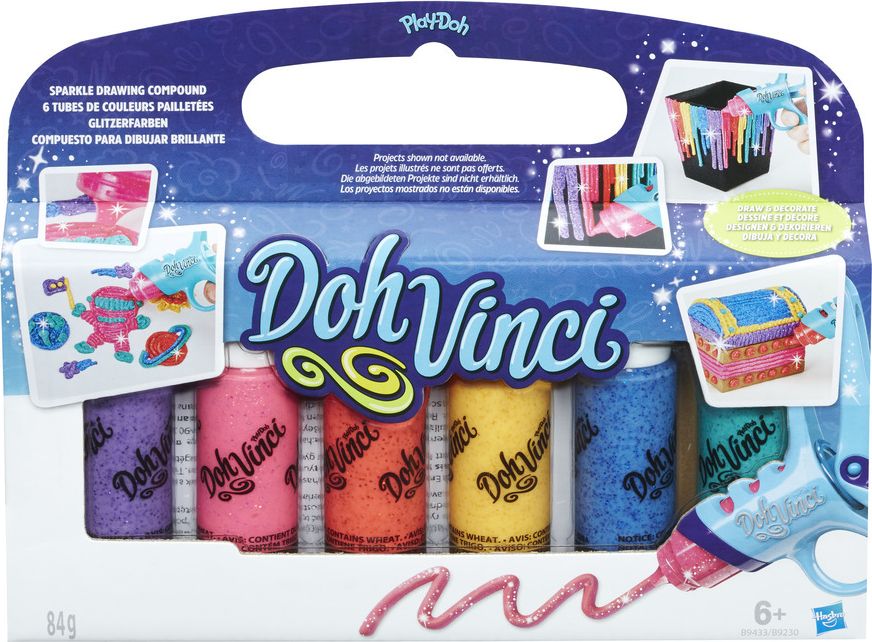 Play Doh Dohvinci balení 6 náhradních tub třpytivé barvy - obrázek 3