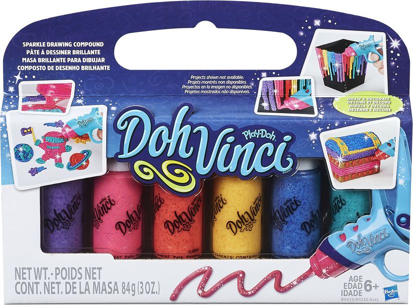 Play Doh Dohvinci balení 6 náhradních tub třpytivé barvy - obrázek 6