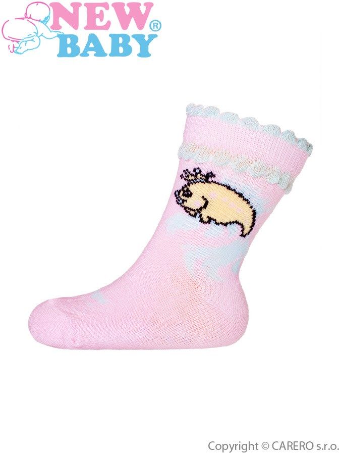 Kojenecké bavlněné ponožky New Baby růžové s rybou Růžová 80 (9-12m) - obrázek 1