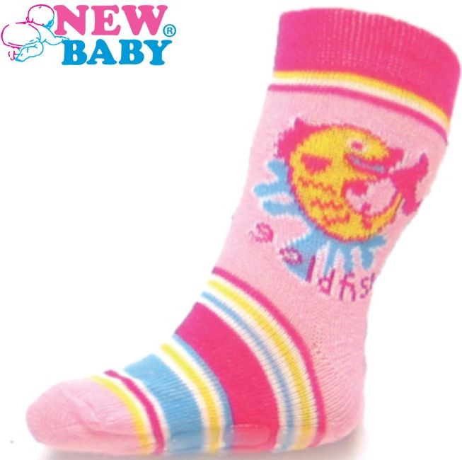 Dětské ponožky New Baby s ABS růžové gold fish Růžová 86 (12-18m) - obrázek 1