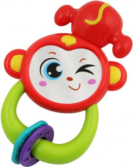 Dětské chrastítko Baby Mix mrkací opička Červená - obrázek 1