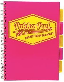 Blok "Project book Neon", růžová, A4, linkovaný, 100 listů, spirálová vazba, PUKKA PAD - obrázek 2
