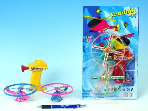 Vrtulník vystřelovací asst 2 barvy 2ks na kartě - obrázek 1