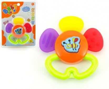 Kousátko kytička pískací plast 11cm - obrázek 1