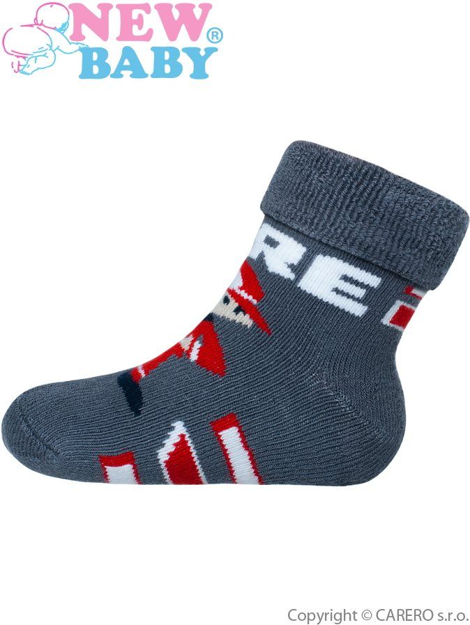 Dětské froté ponožky New Baby šedé fireman Šedá 74 (6-9m) - obrázek 1