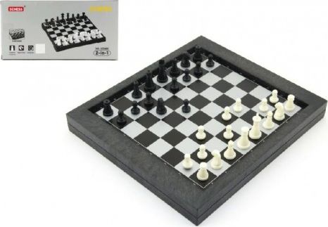 Cestovní magnetické šachy + dáma společenská hra v krabičce 24x12x4cm - obrázek 1