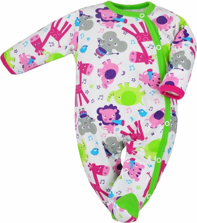 Kojenecký overal Bobas Fashion Zoo zelený pro holky Zelená 80 (9-12m) - obrázek 1