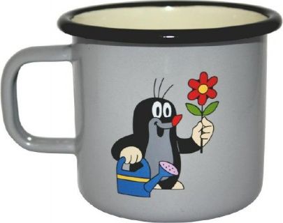 Hrnek s uchem Krtek 8cm smalt šedý - obrázek 1