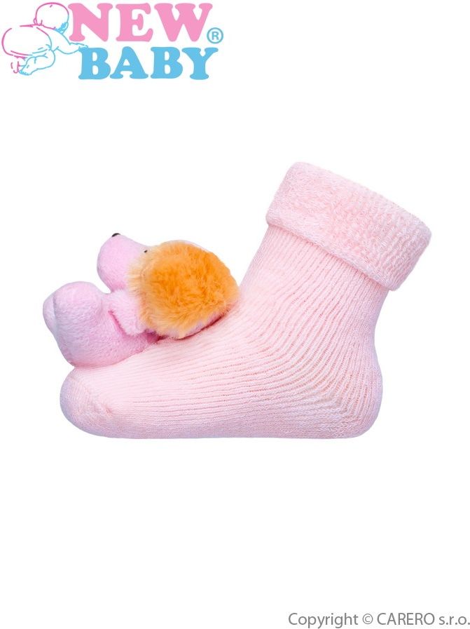 Kojenecké ponožky s chrastítkem New Baby světle růžové Světle růžová 74 (6-9m) - obrázek 2