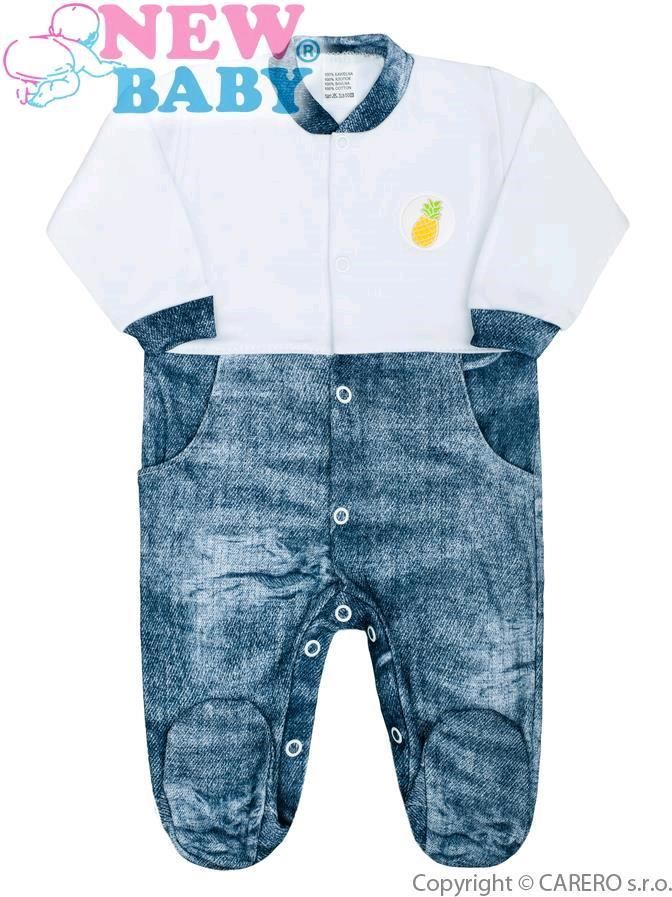 Kojenecký overal New Baby Dark Jeansbaby bílý Bílá 62 (3-6m) - obrázek 1