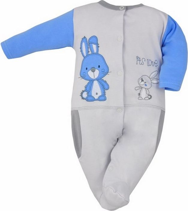Kojenecký overal Bobas Fashion Králíčci modrý Modrá 74 (6-9m) - obrázek 1