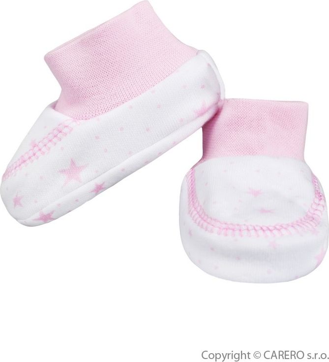 Kojenecké bavlněné capáčky Baby Service Hvězdy bílo-růžové Růžová univerzální - obrázek 1