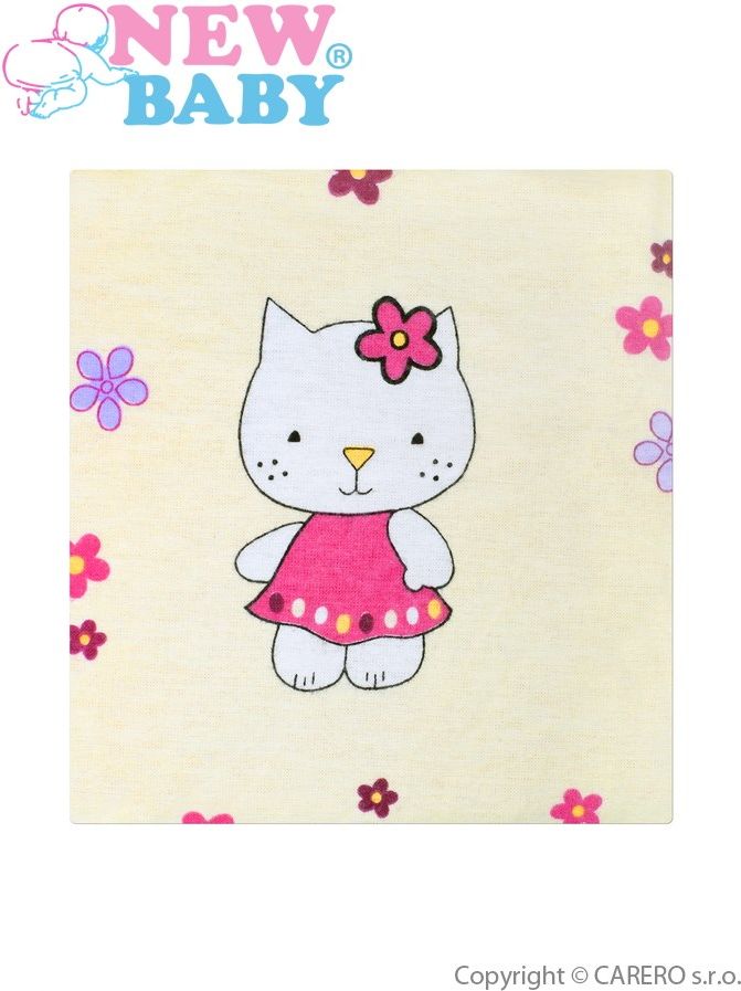 Flanelové prostěradlo New Baby 60x120 žluté s kočičkou Kitty Žlutá - obrázek 1