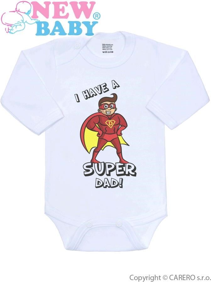 Body s potiskem New Baby SUPER FAMILY, SUPER DAD Červená 62 (3-6m) - obrázek 1