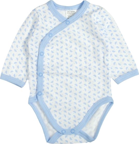 MBaby Bavlněné body MBaby s dlouhým rukávem a zapínáním na boku Deštníčky - modré - obrázek 1