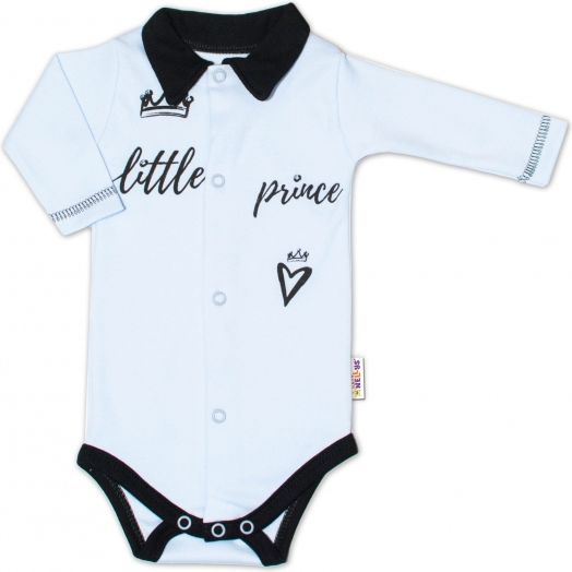 Baby Nellys Baby Nellys Body dlouhý rukáv s límečkem, modré Little Prince - obrázek 1