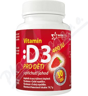 Vitamín D3 400IU pro děti - jahoda tbl.30 - obrázek 1