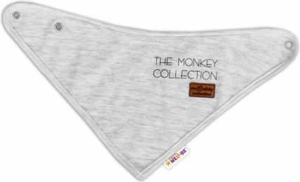 Dětský bavlněný šátek na krk Baby Nellys, Monkey - sv.šedý melírek - obrázek 1