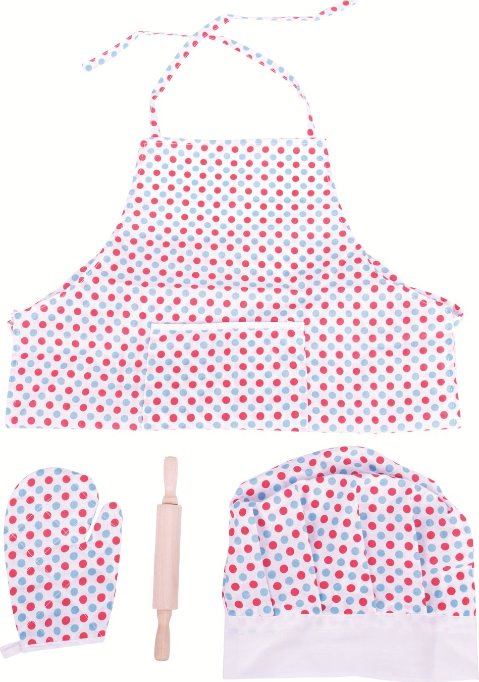 Bigjigs Toys Kuchařský set se zástěrou s puntíky - obrázek 3