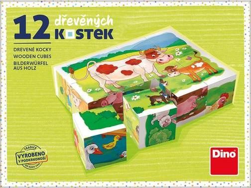 DINO Obrázkové kostky Na farmě, 12 kostek - obrázek 3