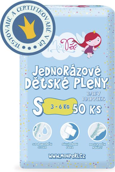 4x MONPERI Jednorázové pleny S (3-6kg) 50 ks - obrázek 2