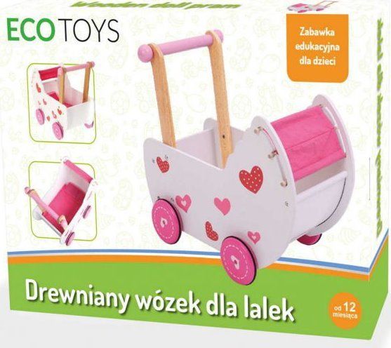 ECOTOYS Dětský dřevěný kočárek - obrázek 3