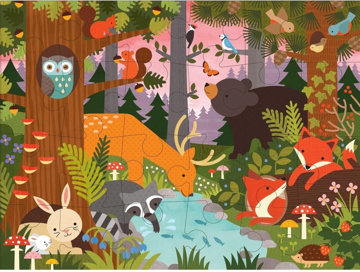 Petit Collage Woodland floor Puzzle uni - obrázek 2