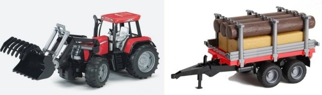 Bruder 0954 Traktor Case CVX 170+čelní nakladač+přívěs na dřevo/valník - obrázek 2