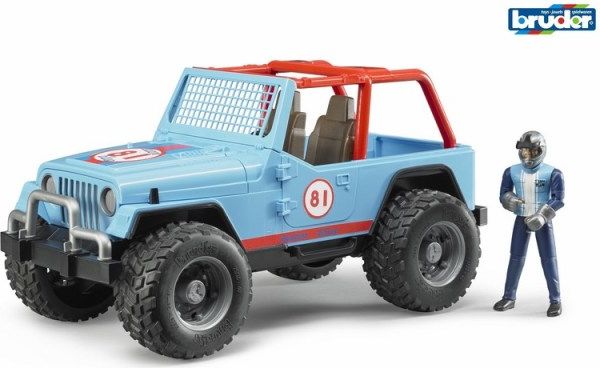 Bruder 2541 Závodní Jeep Cross modrý se závodníkem - obrázek 1