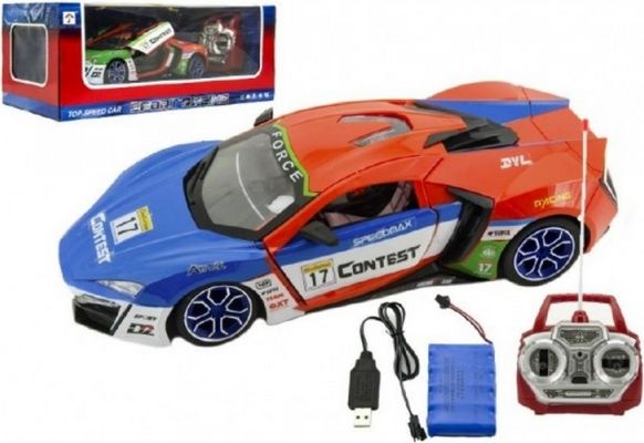 Auto RC sport racing plast 30cm na baterie + dobíjecí pack 2 barvy v krabici - obrázek 1
