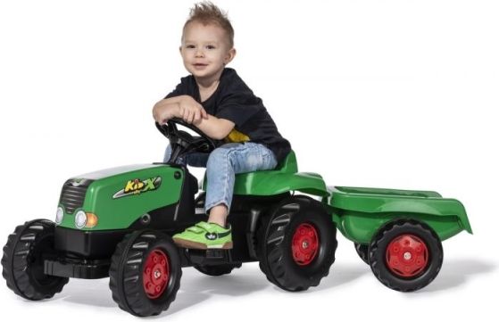 Šlapací traktor Rolly Kid s vlečkou - zeleno-červený - obrázek 3