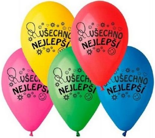 Balonek nafukovací 10'' průměr 26cm Všechno nejlepší 10ks - obrázek 1