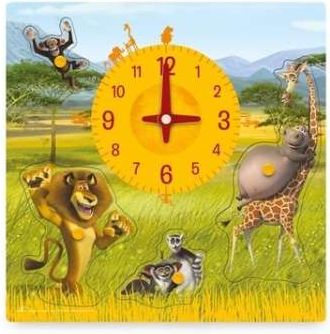 Puzzle na desce velké s hodinami - africká zvířátka Woody - obrázek 1